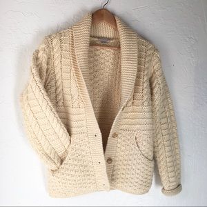 J Crew Wool Cardigan Sweater shawl collar pocket S